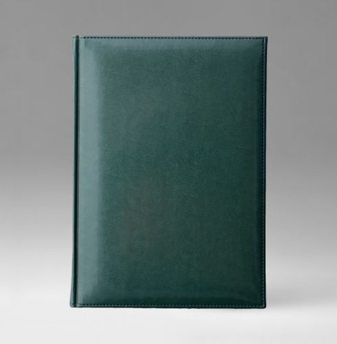 Ежедневник, датированный, Классик, белая, золотой срез, 15х21 см, фиксированный, Каприс, зеленый