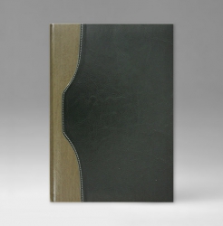 Ежедневник, датированный, Классик, белая, золотой срез, 15х21 см, фиксированный, Бали, зеленый