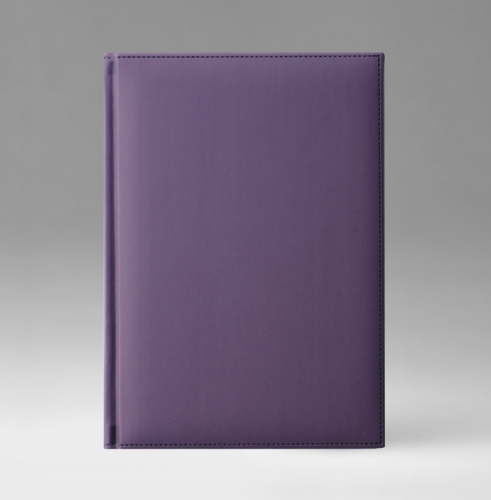 Ежедневник, датированный, Классик, белая, золотой срез, 15х21 см, фиксированный, Принт, фиолетовый