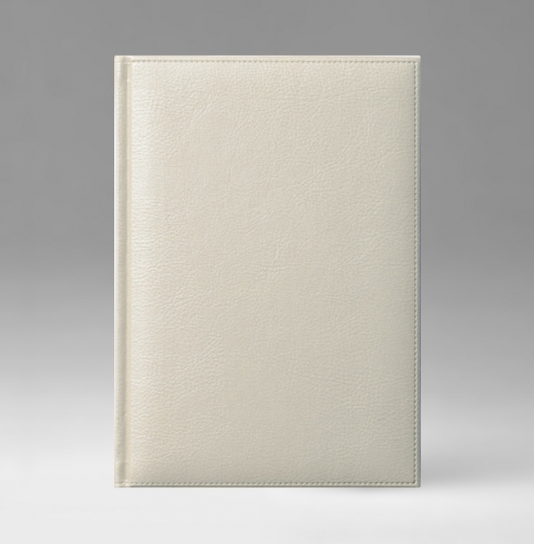 Ежедневник, датированный, Классик, белая, золотой срез, 15х21 см, фиксированный, Дакар, жемчужный