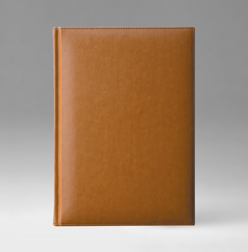 Ежедневник, датированный, Классик, белая, золотой срез, 17х24 см, фиксированный, Каприс, светло-коричневый