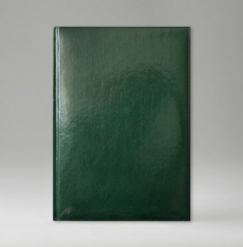 Ежедневник, датированный, Уникум, белая, золотой срез, 15х21 см, фиксированный, Имидж, зеленый