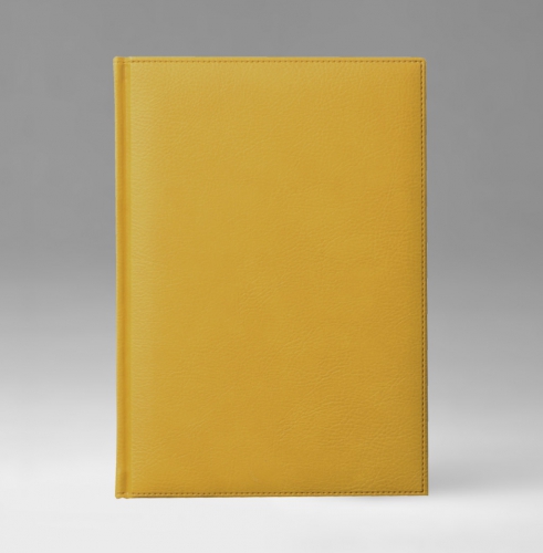 Ежедневник, датированный, Уникум, белая, золотой срез, 15х21 см, фиксированный, Дакар, горчичный