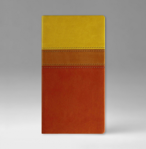 Телефонная книга, с РУС. регистром, Рубрика, белая, золотой срез, 8х15 см, фиксированный, Принт Триколор, оранжевый