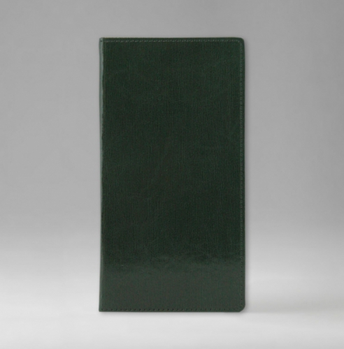 Еженедельник, датированный, Классик, белая, золотой срез, 9х17 см, фиксированный, Имидж, зеленый