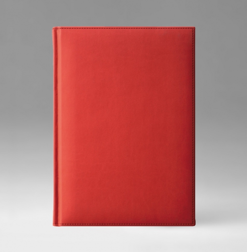 Ежедневник, недатированный, Перпетум К, белая, золотой срез, 17х24 см, фиксированный, Принт, красный