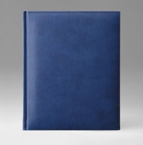 Ежедневник, датированный, Классик, белая, золотой срез, 21х29 см, фиксированный, Принт, голубой