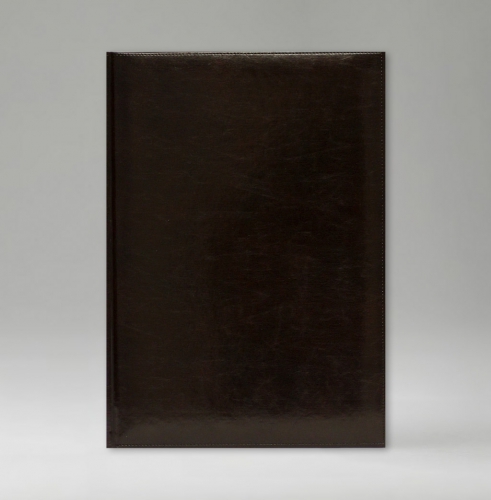 Ежедневник, датированный, Классик, джалла, золотой срез, 21х29 см, фиксированный, Имидж, темно-коричневый