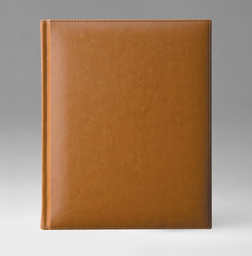 Ежедневник, датированный, Классик, джалла, золотой срез, 21х29 см, фиксированный, Каприс, светло-коричневый