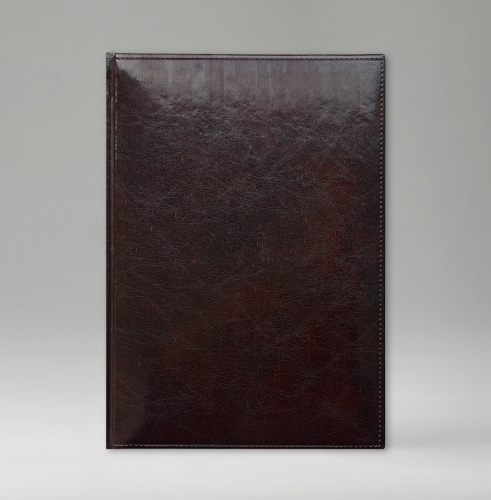 Ежедневник, датированный, Классик, белая, серебряный срез, 15х21 см, фиксированный, Имидж, темно-коричневый