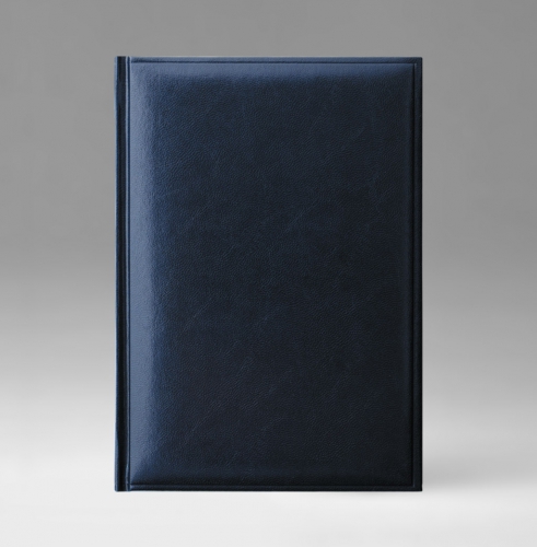 Ежедневник, датированный, Классик, белая, серебряный срез, 15х21 см, фиксированный, Карачи, синий