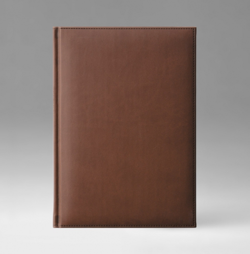 Ежедневник, датированный, Классик, белая, серебряный срез, 15х21 см, фиксированный, Принт, коричневый