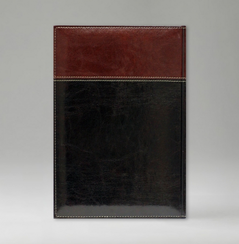 Ежедневник, датированный, Классик, белая, серебряный срез, 15х21 см, фиксированный, Имидж Дуо, коричневый/бордо