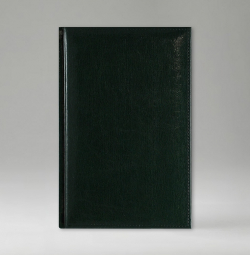 Ежедневник, датированный, Классик, белая, серебряный срез, 12х17 см, фиксированный, Имидж, зеленый