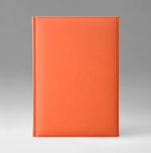 Ежедневник, датированный, Классик, белая, серебряный срез, 12х17 см, фиксированный, Принт, оранжевый