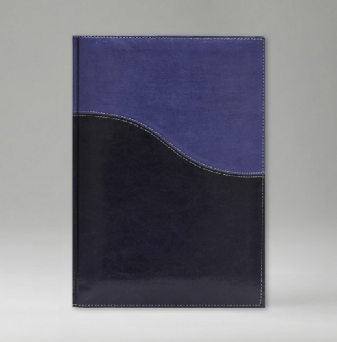 Ежедневник, датированный, Классик, белая, серебряный срез, 12х17 см, фиксированный, Имидж Дуо, синий/голубой