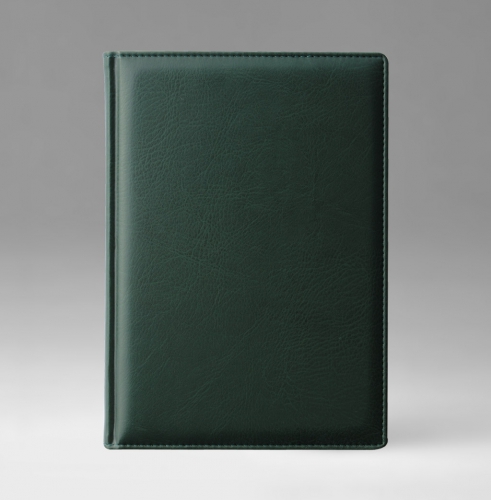 Ежедневник, датированный, Классик, белая, серебряный срез, 12х17 см, фиксированный, Богота, зеленый