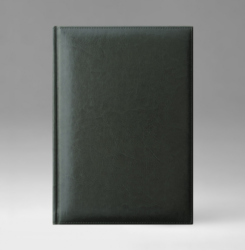 Ежедневник, недатированный, Перпетум К, белая, серебряный срез, 17х24 см, фиксированный, Небраска, зеленый