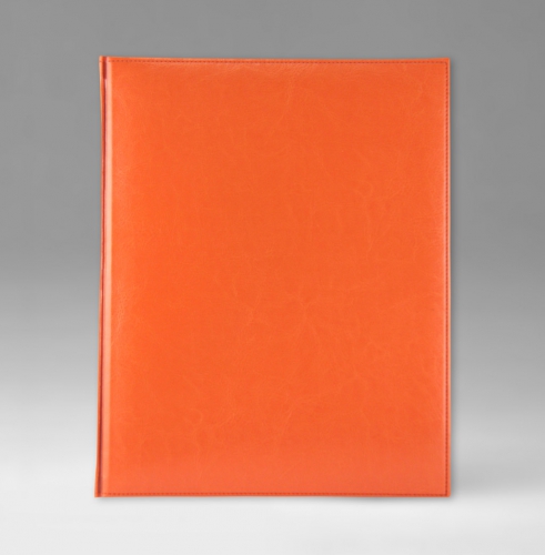 Еженедельник, датированный, Классик, белая, серебряный срез, 21х26 см, фиксированный, Небраска, оранжевый