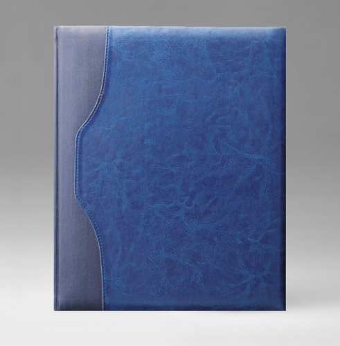 Еженедельник, датированный, Классик, белая, серебряный срез, 21х26 см, фиксированный, Бали, голубой
