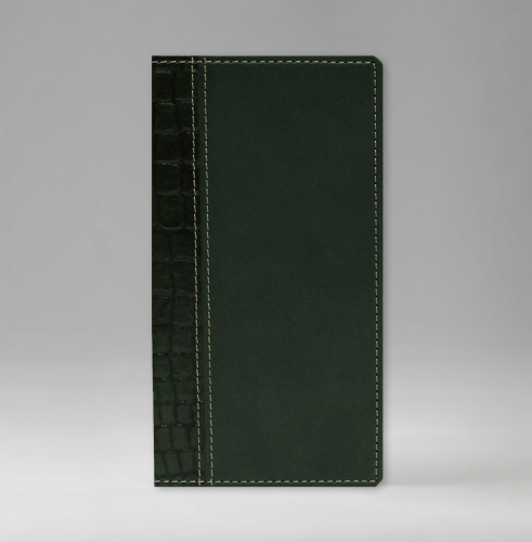 Телефонная книга, с РУС./LAT. регистром, Рубрика, белая, серебряный срез, 8х15 см, фиксированный, Принт Кроко, зеленый