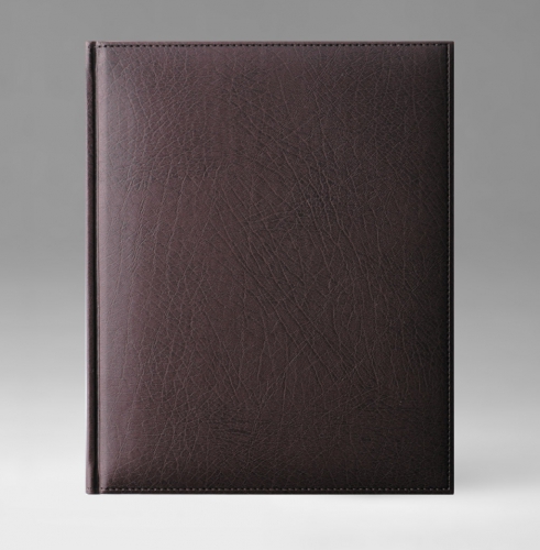 Ежедневник, датированный, Классик, белая, серебряный срез, 21х29 см, фиксированный, Элефант, коричневый