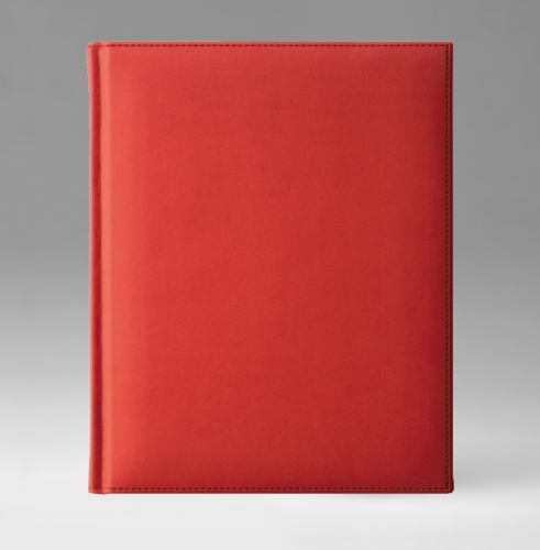 Ежедневник, датированный, Классик, белая, серебряный срез, 21х29 см, фиксированный, Принт, красный