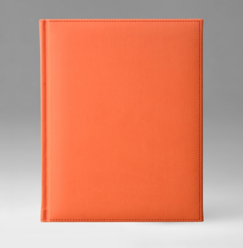 Ежедневник, датированный, Классик, белая, серебряный срез, 21х29 см, фиксированный, Принт, оранжевый