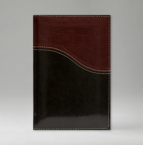 Ежедневник, датированный, Классик, джалла, 15х21 см, фиксированный, Имидж Дуо, коричневый/бордо