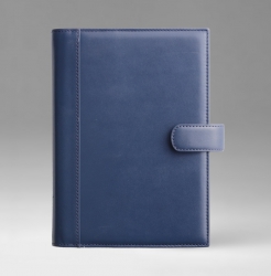 Ежедневник, датированный, Классик, белая, 15х21 см, портфолио с застежкой, Софти, синий