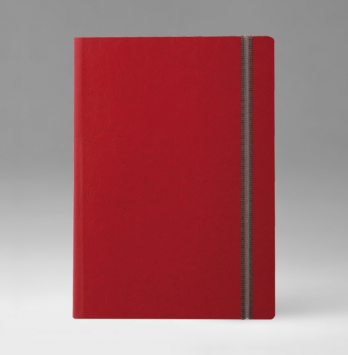 Ежедневник, датированный, Классик, белая, 15х21 см, премиум эластик, Небраска, красный