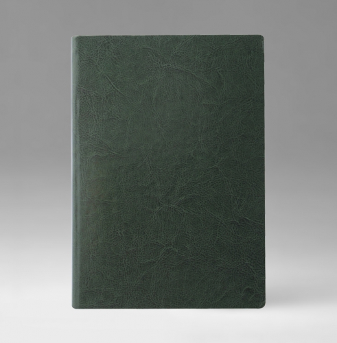 Ежедневник, датированный, Классик, джалла, золотой срез, 15х21 см, премиум, Небраска, зеленый
