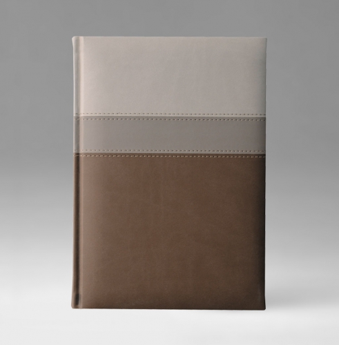 Ежедневник, датированный, Классик, белая, 17х24 см, фиксированный, Принт Триколор, бежевый