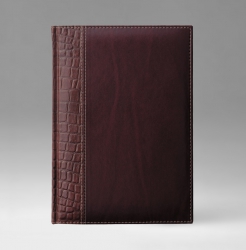 Ежедневник, датированный, Классик, белая, 17х24 см, фиксированный, Тоскана Кроко, бордо