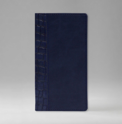 Еженедельник, датированный, Классик, белая, 9х17 см, фиксированный, Принт Кроко, голубой