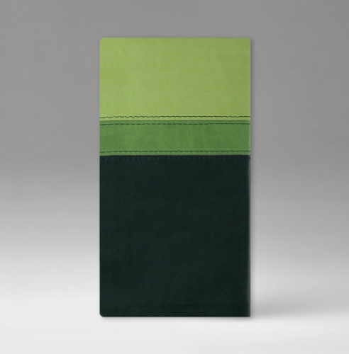 Еженедельник, датированный, Классик, белая, 9х17 см, фиксированный, Принт Триколор, зеленый
