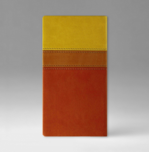 Еженедельник, датированный, Классик, белая, 9х17 см, фиксированный, Принт Триколор, оранжевый