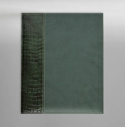 Еженедельник, датированный, Классик, белая, 21х26 см, фиксированный, Принт Кроко, зеленый