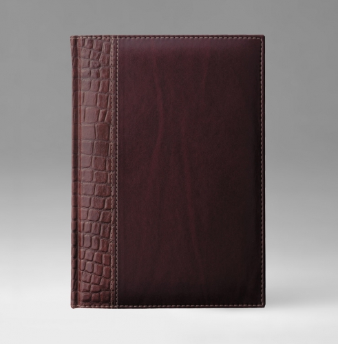 Записная книга, в клетку, Уникум, белая, 17х24 см, фиксированный, Тоскана Кроко, бордовый